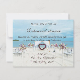 Beach Wedding, Floral Arbor, Rehearsal Dinner Invitation