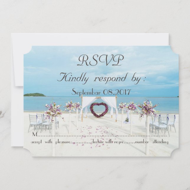 Beach Wedding Floral Arbor   RSVP Invitation (Front)