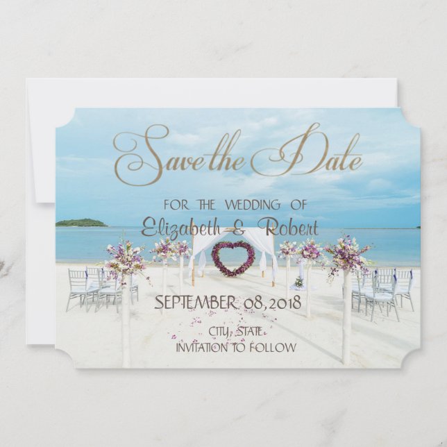 Beach Wedding,Floral Arbor   Save The Date (Front)