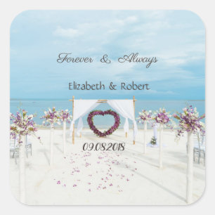 Beach Wedding Floral Arbor Square Sticker