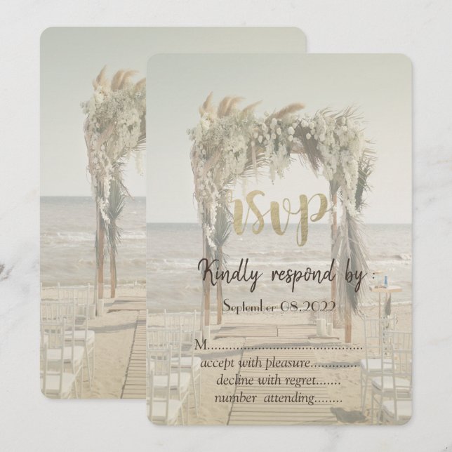 Beach Wedding Floral Arch RSVP Invitation (Front/Back)