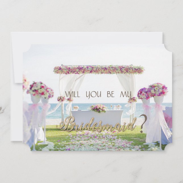 Beach Wedding,Floral Bridesmaid Card (Front)