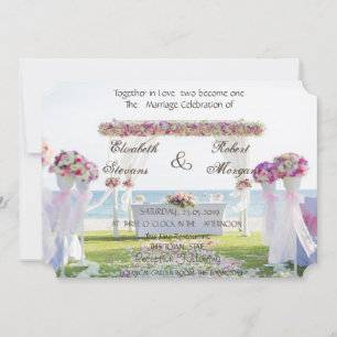 Beach  Wedding Floral  Invitation