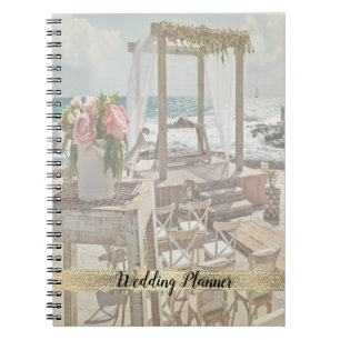 Beach Wedding Floral Retro Arbor, Lace Notebook