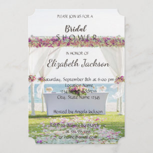 Beach Wedding Flowers  Bridal Shower Invitation