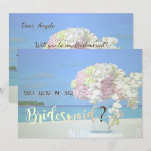 Beach Wedding Flowers Bridesmaid Card