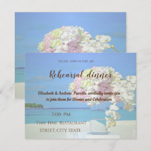 Beach Wedding Flowers Rehearsal Dinner Invitation