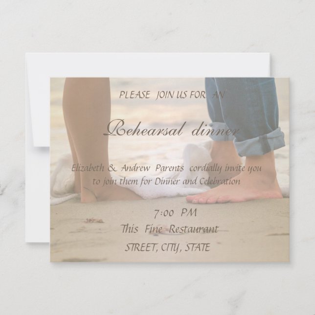 Beach Wedding,Foots   Rehearsal Dinner Invitation (Front)