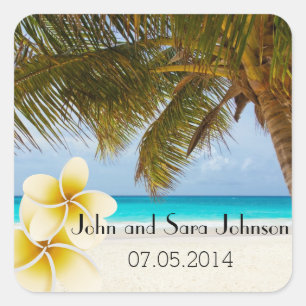 Beach Wedding for the Mr & Mrs   Personalise Square Sticker