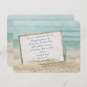 Beach Wedding Frame in Sand Invitation