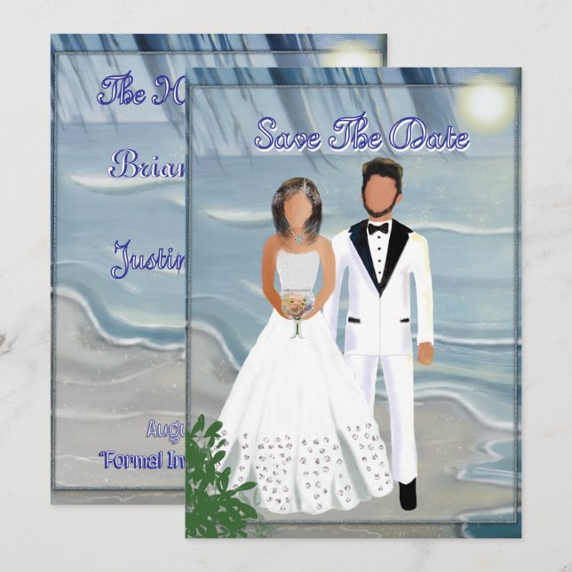 Beach Wedding Get Away Save The Date (Front/Back)