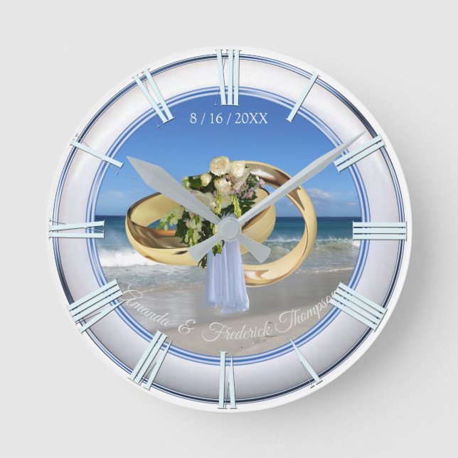Beach Wedding  Gift Clock (Front)
