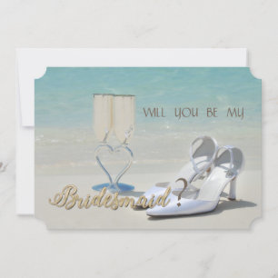 Beach Wedding,Glass,High Heels  Bridesmaid Card