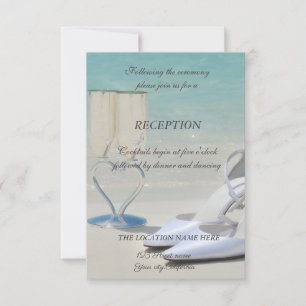Beach  Wedding,Glass,High Heels   Reception Invitation