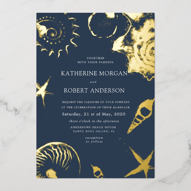 Beach wedding golden blue Wedding (Front)