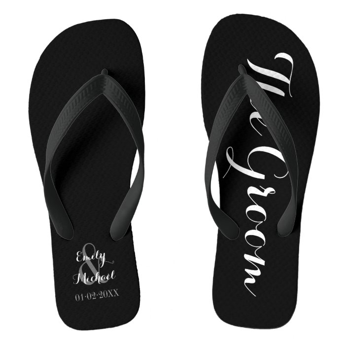 Beach Wedding Groom Flip Flops | Zazzle