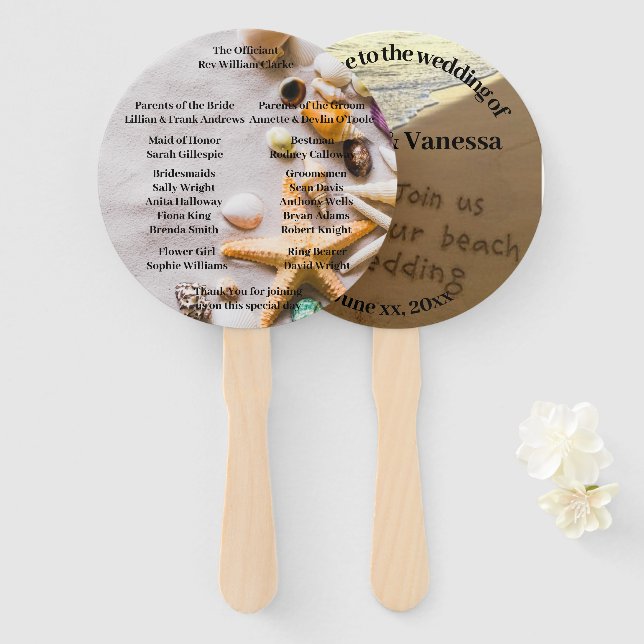 Beach Wedding Guests Fan (Front and Back)