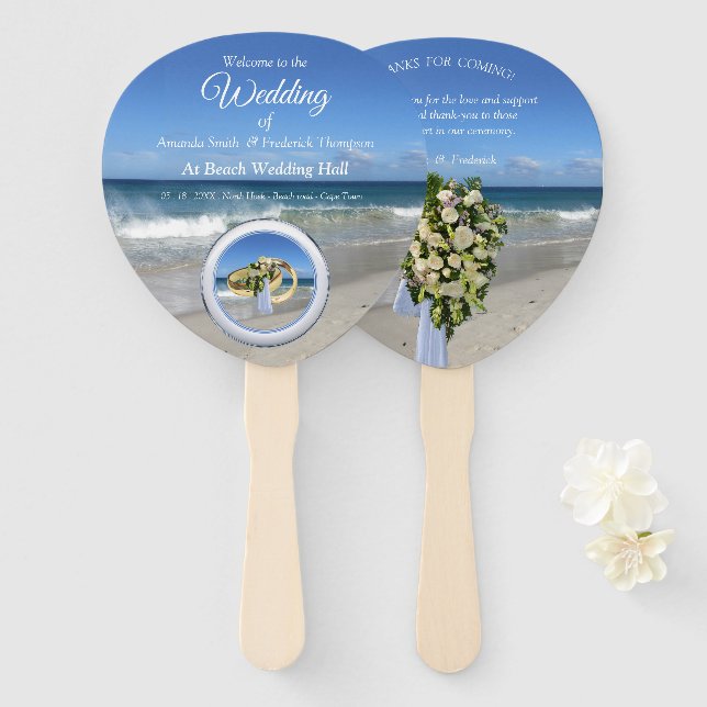 Beach Wedding  Hand Fans (Front and Back)