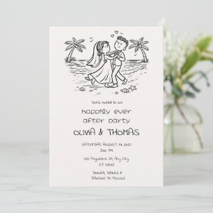 Beach Wedding Happily Ever After Celebration Invitation
