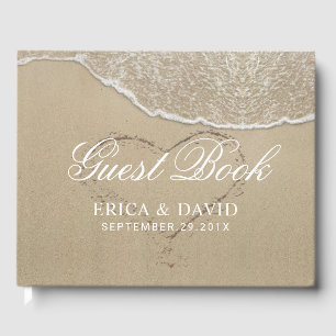 Beach Wedding Heart in the Sand Elegant Guest Book