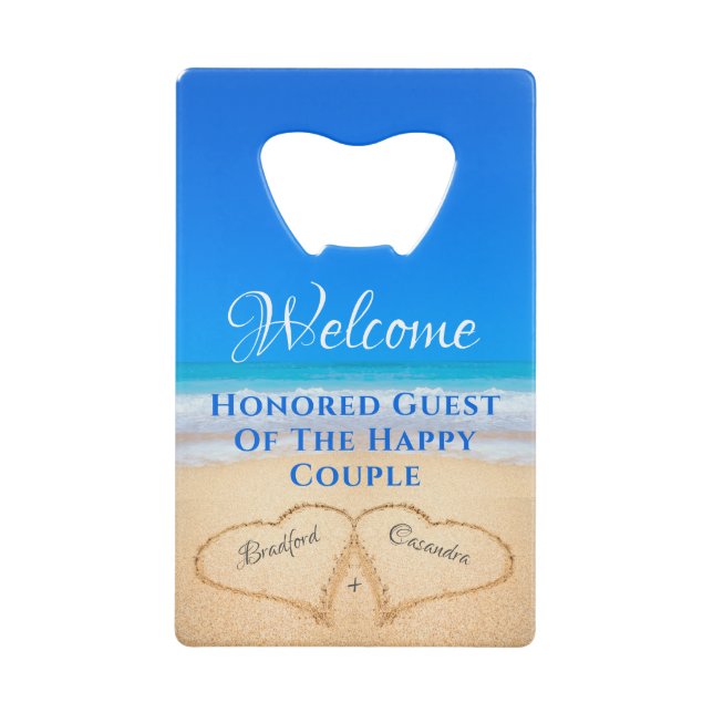  Beach Wedding Hearts in Sand Welcome  (Front)