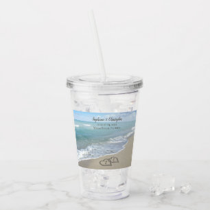 Beach Wedding Hearts in the Sand Elegant Acrylic Tumbler