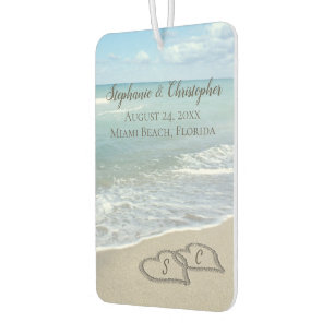 Beach Wedding Hearts in the Sand Elegant Car Air Freshener