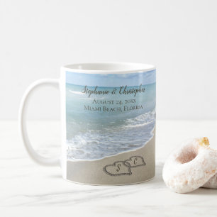 Beach Wedding Hearts in the Sand Elegant Coffee Mug