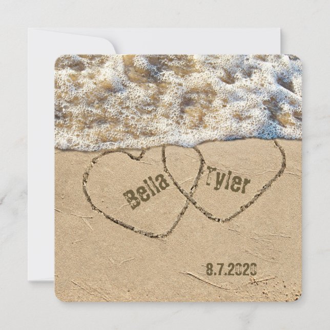 Beach Wedding Hearts Invitation (Front)