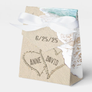 Beach Wedding Hearts On Sand Favour Box