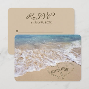 Beach Wedding Hearts RSVP Invitation