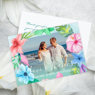 Beach wedding hibiscus tropical PHOTO thank you