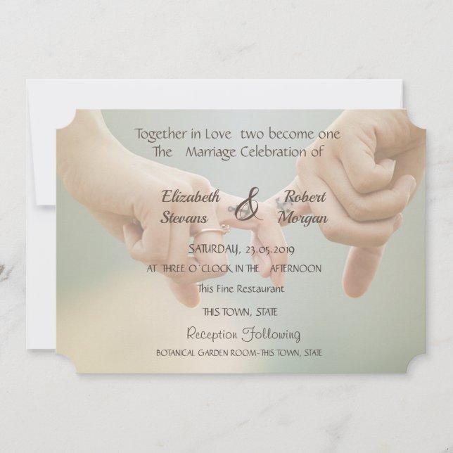Beach  Wedding,Hold Hands  Invitation (Front)