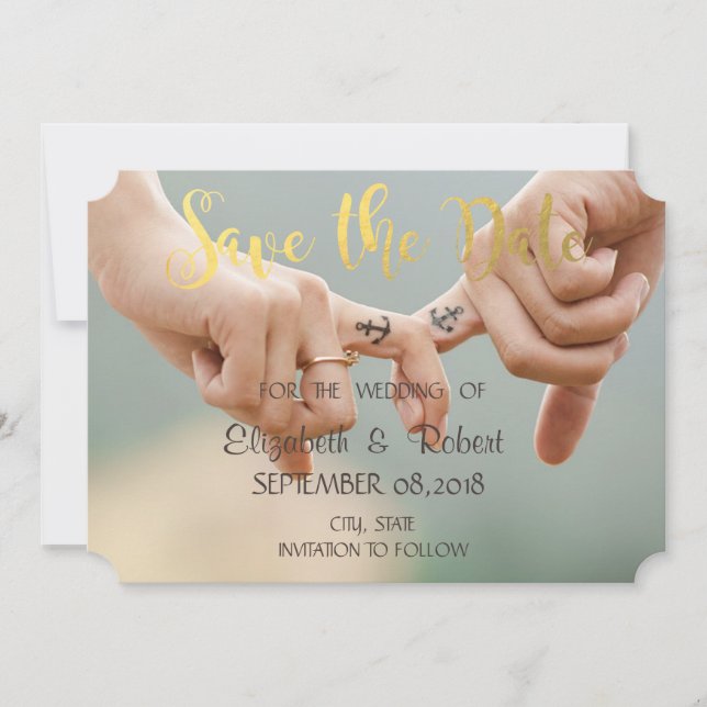 Beach Wedding, Hold Hands   Save The Date (Front)