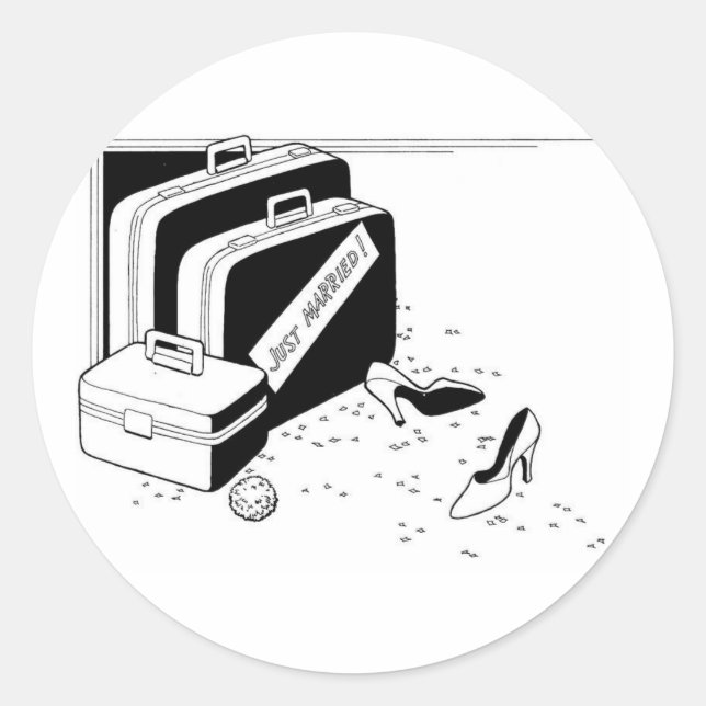 Beach Wedding Honeymoon Classic Round Sticker (Front)