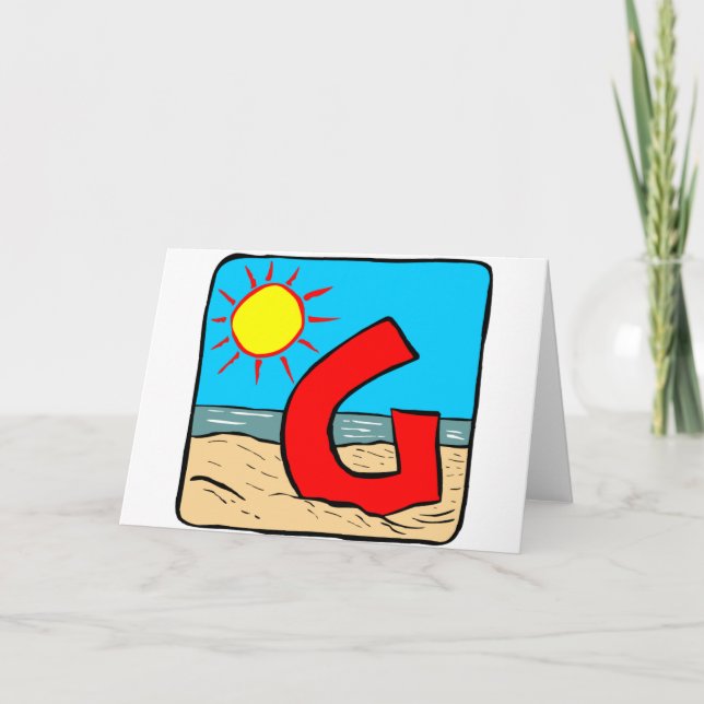 Beach Wedding Ideas Letter G Note Card (Front)