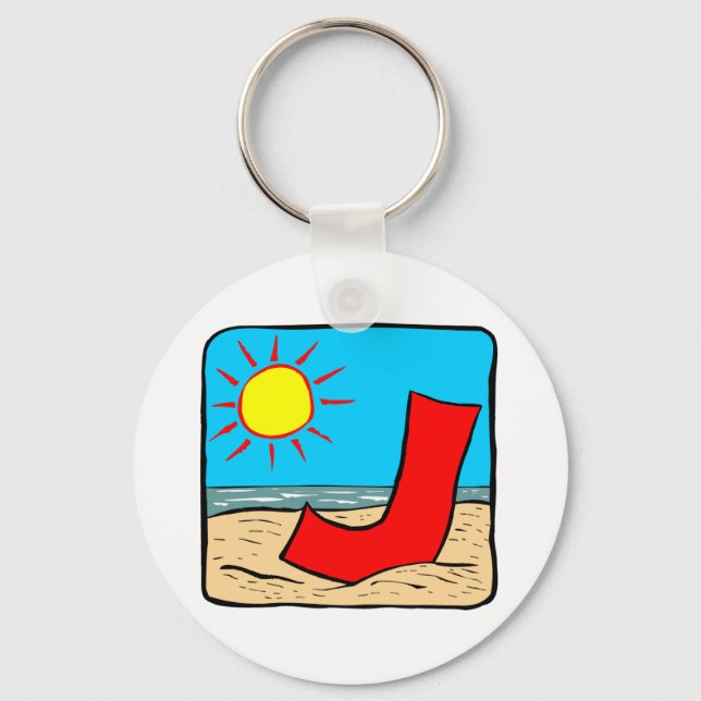 Beach Wedding Ideas Letter J Key Ring (Front)