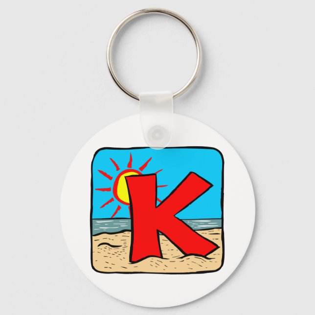 Beach Wedding Ideas Letter K Key Ring (Front)