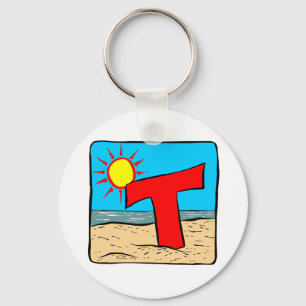 Beach Wedding Ideas Letter T Key Ring
