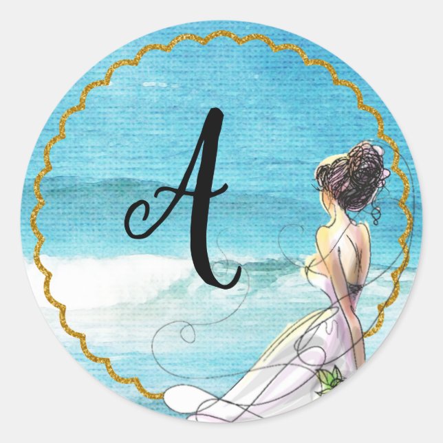 Beach Wedding Illustration Sticker (Front)