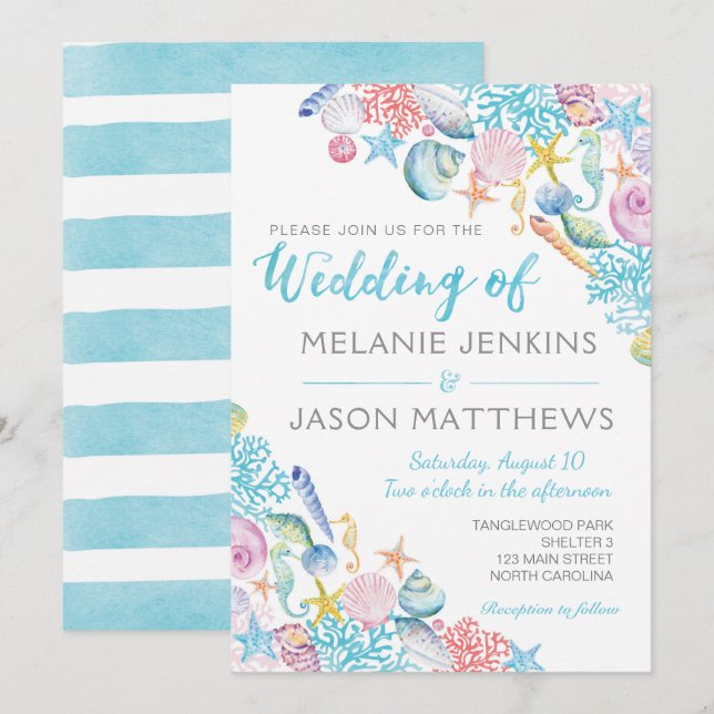 Beach Wedding Invitation (Front/Back)