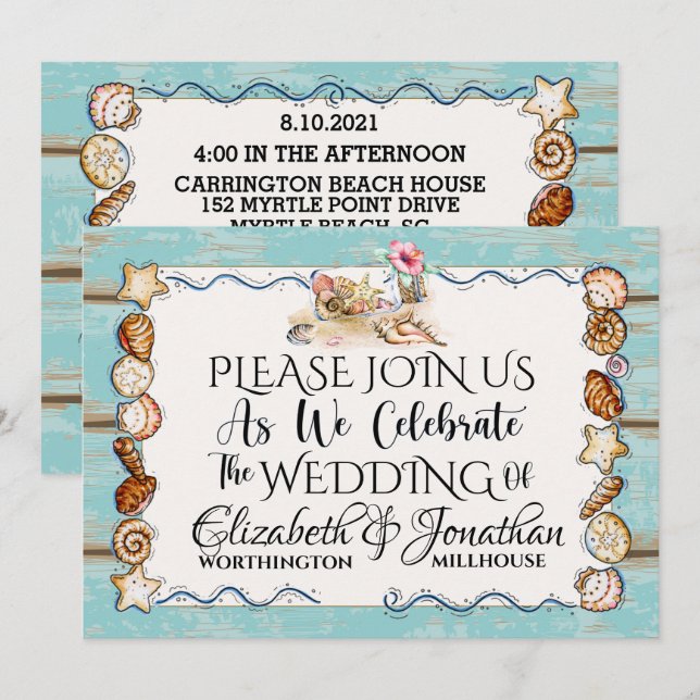 Beach Wedding Invitation (Front/Back)