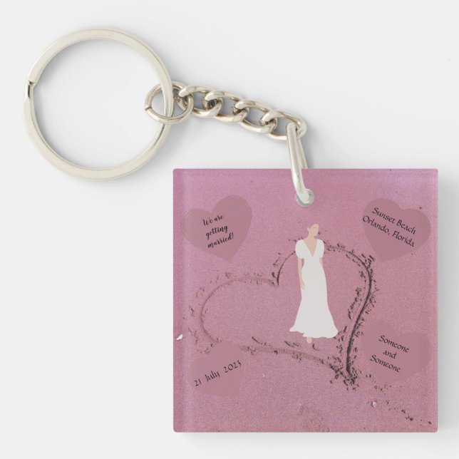Beach Wedding  Invitation   Key Ring (Front)