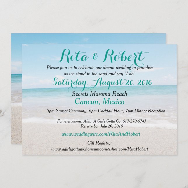 Beach Wedding Invitation - Ocean I Art on Back (Front/Back)