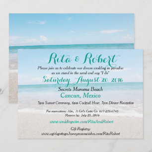Beach Wedding Invitation - Ocean I Art on Back