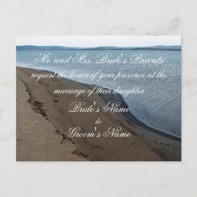 Beach Wedding Invitation postcard. Postcard (Front)