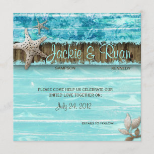 Beach Wedding Invitation Seashell Blue