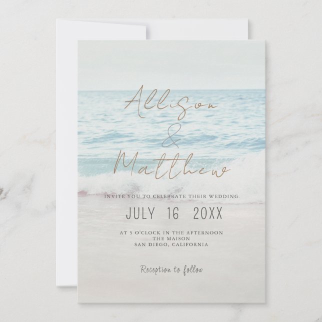 Beach Wedding Invitation Seaside/Oceanside Wedding (Front)