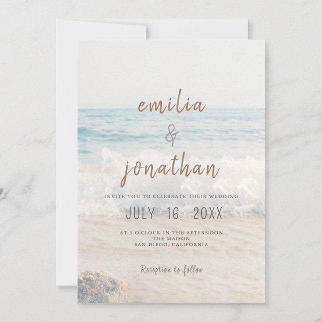 Beach Wedding Invitation Seaside/Oceanside Wedding (Front)