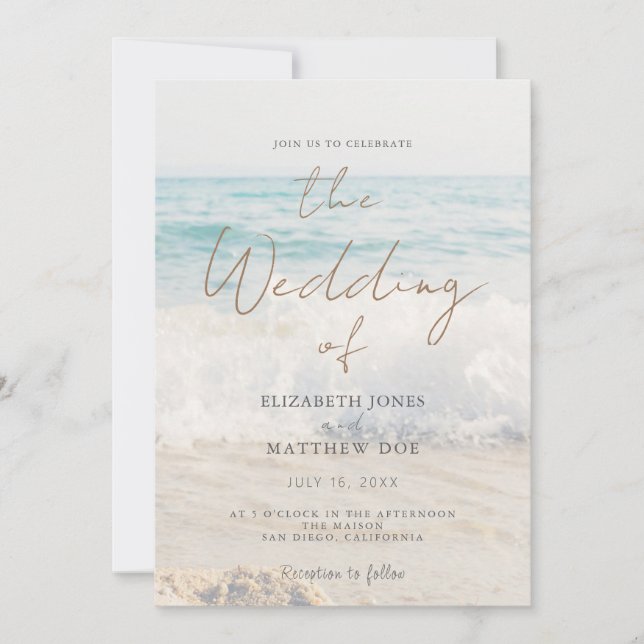 Beach Wedding Invitation Seaside/Oceanside Wedding (Front)